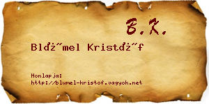 Blümel Kristóf névjegykártya